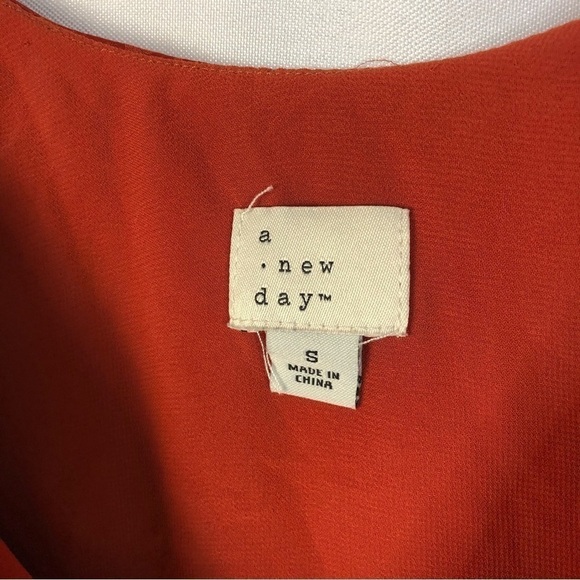 A New Day Orange Leopard Satin Henley Neck Cami Tank Top S - Picture 5 of 5